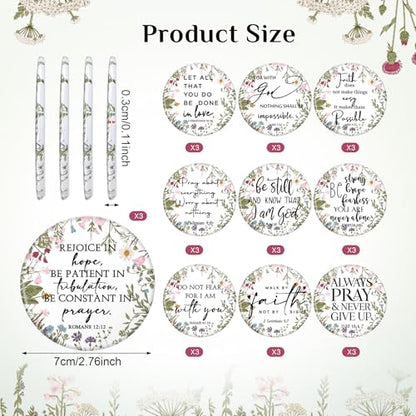 30 Sets Christian Gift Bulk for Women Bible Verse Pen Flower Mirror