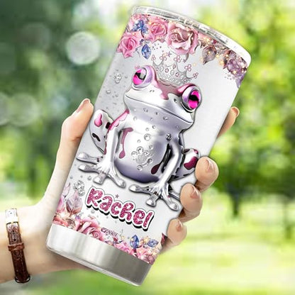 Personalized Frog Tumbler Gifts for Women Travel Cup Coffee Mug Jewelry Style Insulated Stainless Steel 20oz With Lid Gift for Girls Daughter Sister Animal Lovers - color: Frog