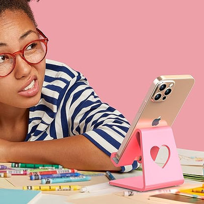 Crpich Acrylic Cell Phone Stand, Portable Phone Holder, Pink Phone Stand for Desk, Compatible with Phone16 15 14 13 12 Pro Max Mini 11 SE, Switch, Android Smartphone, Pad, Tablet, Desk Accessories - color: Pink