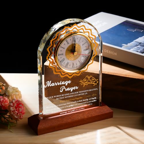 K9 Crystal Clock - Wedding Prayer Gift for Couples,6.5x8.5 Inch