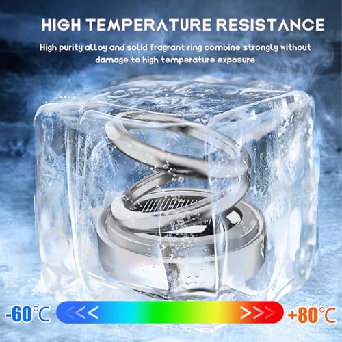 DXNQ Solar Rotating Car Air Freshener, Double Ring Solar Energy Car Dashboard Decoration Perfume Holder, Rotating Aromatherapy Diffuser Ornament for Car Home, Car Accessories (Silver)