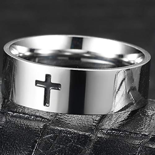 Jude Jewelers 8mm Stainless Steel Classical Simple Plain Christian Cross Religious Wedding Band Ring - color: Silver