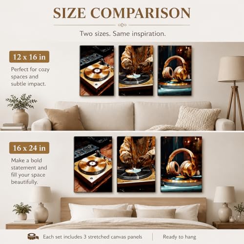 IEMIHZUM DJ Turntable Canvas Wall Art Set of 3 Music Hip Hop Posters16x24in - color: Canvas DJ, size: 24L"X16W"