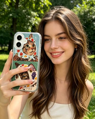 Cute Cat Painting Phone Case Compatible with iPhone 17 - color: Cute Cat