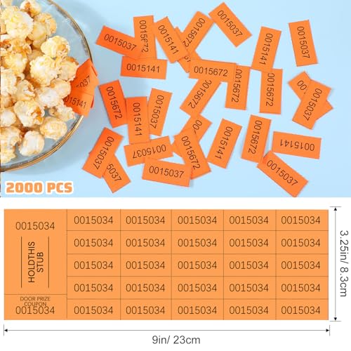 Kosiz 2000 Sheets Raffle Ticket 25 Bid Chinese Auction Tickets, Orange - color: Orange
