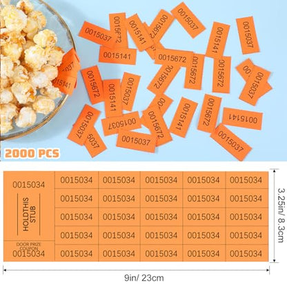 Kosiz 2000 Sheets Raffle Ticket 25 Bid Chinese Auction Tickets, Orange - color: Orange