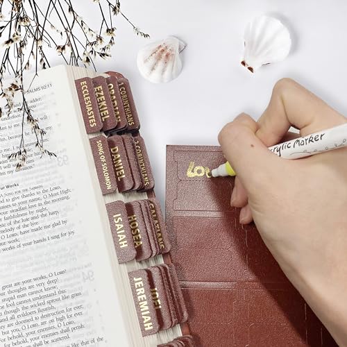 Bible Tabs for Women & Men Brown – 80 Gold Foil (66+14 Blank) ﻿ - color: Brown