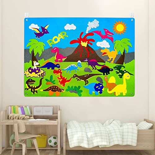 WATINC Dinosaur Felt Board Stories Set - Preschool Interactive Toy for Kids