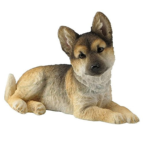Veronese Design 4 1/2 Inch German Shepherd Puppy Sitting Tilted Head Resin Animal Sculpture