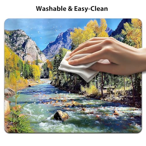 Colorado Rocky Mountain Mouse Pad, Forest River Summer Idyllic Desk Mat - color: Sky Blue