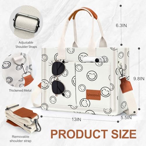 LHMTQVK Canvas Tote Bag for Women, Work & Bible Study Handbag - color: Smile