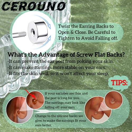 CEROUNO Flat Back Stud Earrings - 925 Sterling Silver Post Flatback Earrings Gold Silver Cubic Zirconia Earrings Studs for Women - color: Silver Bow