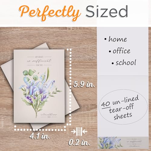 Christian Art Gifts Small Scripture Notepad for Women: Grace is Sufficient - color: Purple Floral