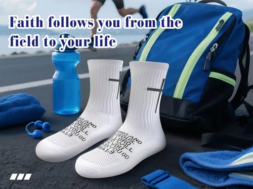 Men Christian Grip Socks for Soccer Sports Daily,Cross Socks with Anti-Slip Design, Ideal for Religious Gifts - color: 2pcs Joshua 1:9