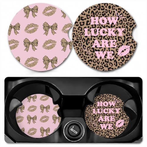 Car Coasters for Cup Holders, How Lucky We are Car Coasters Set of 2, B27 - color: How Lucky
