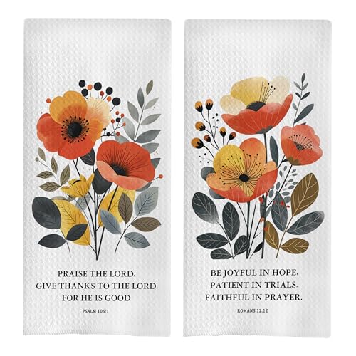 Inspirational Christian Kitchen Towels 16x24 Inch Set of 2, Christian Gifts for Women, Christian Bible Verse Dish Towels for Kitchen, California Poppy Decorative Hand Towels for Bathroom Kitchen - color: Christian Kitchen Towels6