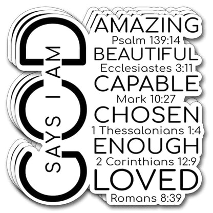 (3Pcs) God Say I Am Sticker Christian Inspirational Decals Decorate Books Laptop Phone Water Bottles Kindles Tumbler Waterproof Vinyl Stickers 2,7 x 3 Inch - color: God Say I Am
