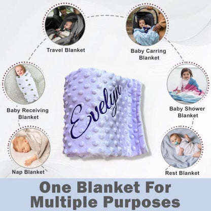 Embroidered Blanket Baby – Beautiful Monogrammed Large Personalized for Boys and Girls Soft Polyester with Custom Name 28 x 34-inch Purple - color: Purple