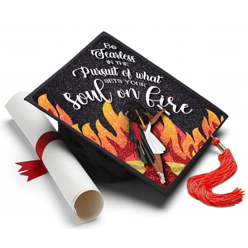 Tassel Toppers Woman Custom Graduation Cap, Graduation Cap Topper & Design - color: Black and Orange