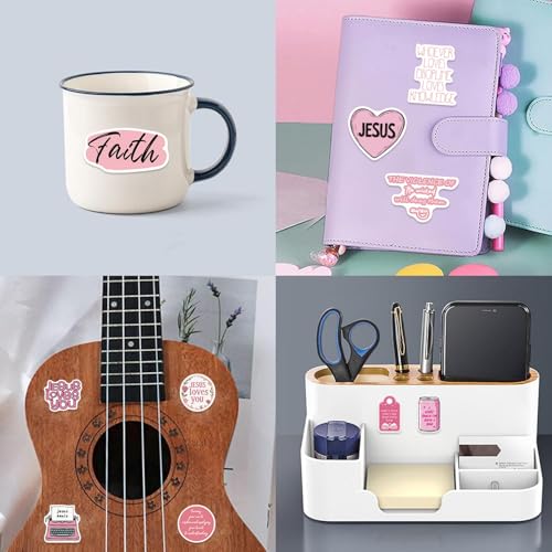 50Pcs Bible Verse Stickers Pink Christian Decals Motivational Sticker Pack, Positive Journal Encouraging Quotes for Kids, Teachers, Classroom, Waterproof Scrapbook Supplies (Pink) - color: Pink