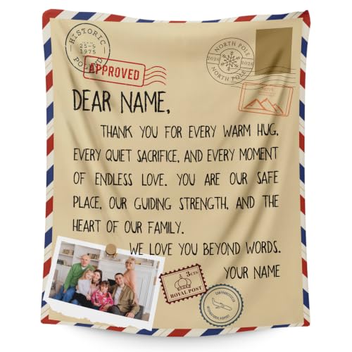 Custom Blanket with Photo for Women, Soft Flannel Throw for Mom Grandma - color: Brown