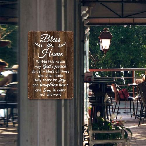 Bless This Home Christian Blessing Aluminum Metal Sign 8 x 12 Inch