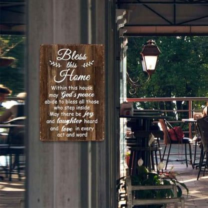Bless This Home Christian Blessing Aluminum Metal Sign 8 x 12 Inch