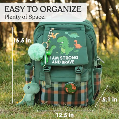 Dinosaur Affirmation Backpacks – Dinosaur Backpack for Boys – Kid Backpack Kids Backpacks – Mochilas Escolares Para Niños – Boys Backpack for Kids – Backpacks for Kids Bookbag - color: Dinosaur