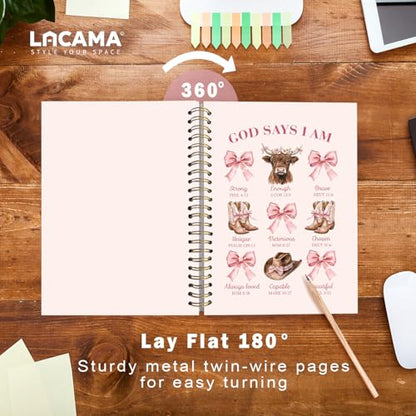 Lacama Inspirational Bible Notebook Journal, Cute Cowgirl Christian Gifts for Women, Pink God Says I am Spiral Notebook, Coquette Bow Notebook Journals, Western School Office Supplies 5.5"x8.3" - color: God Says I Am-1
