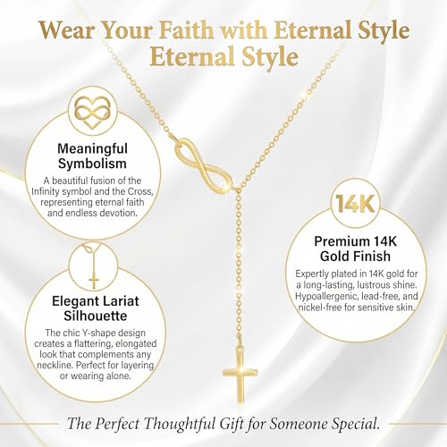 14K Gold Plated Cross Necklace for Women, Christian Jewelry - style: 6-Y