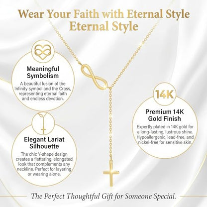 14K Gold Plated Cross Necklace for Women, Christian Jewelry - style: 6-Y