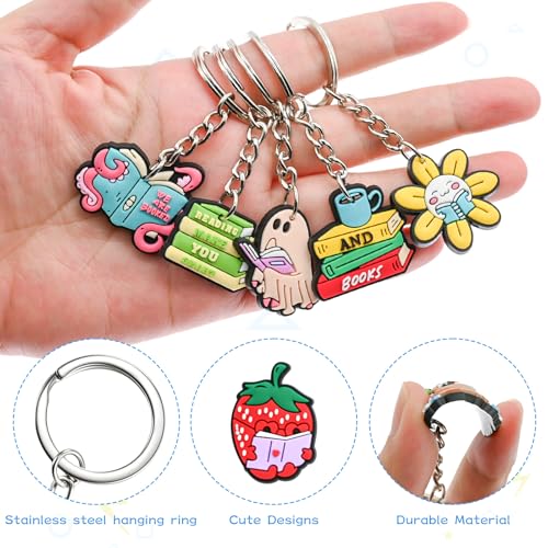 Cute Keychain Bulk,Cute Key Chain for Car Keys Purse Bag Rewards - color: Bookish-30