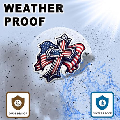 American Flag Cross Sticker 5 Inch – Christian Patriotic Vinyl Decal Waterproof USA Faith Jesus Religious Sticker for Car Truck Laptop Window Bumper - color: 05