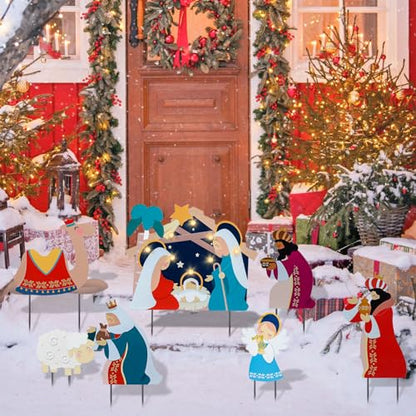Bshine Christmas Outdoor Decor Stake, Nativity Metal Yard Sign, 7 Pack - size: 14.5" Nativity