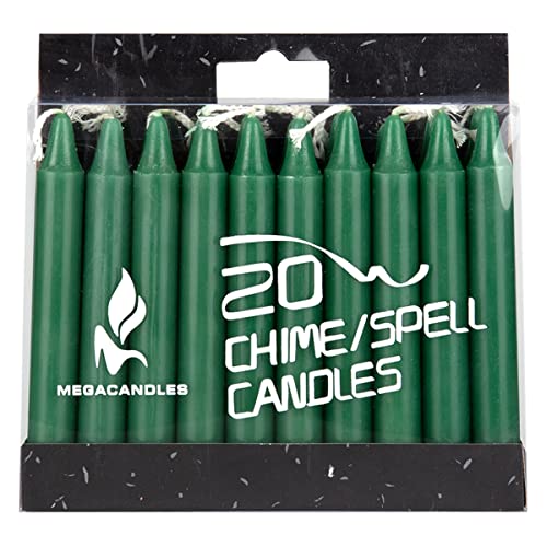 Mega Candles Unscented Mini Taper Chime Spell Candles 20 Count 4" x 1/2" - color: Green, size: 20 Pieces