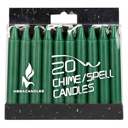 Mega Candles Unscented Mini Taper Chime Spell Candles 20 Count 4" x 1/2" - color: Green, size: 20 Pieces