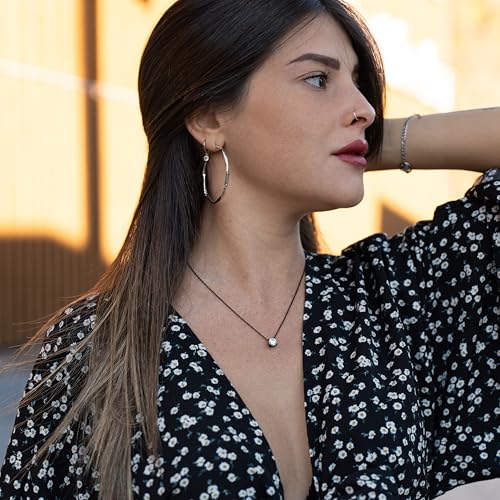 SERASAR Premium Necklace Women| 316L Stainless-Steel | 18 Carat - color: Black, style: Zirconia