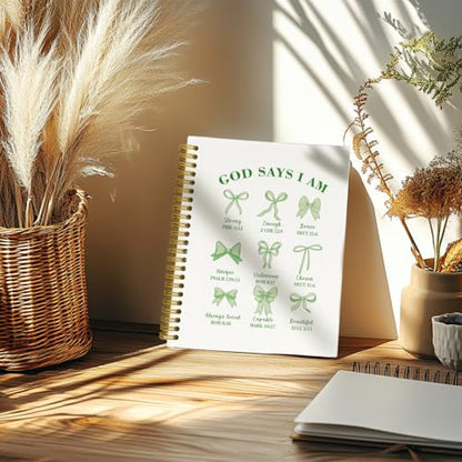 Christian Sage Green Bible Notebook, Green Spiral Notebook for Women - color: Green