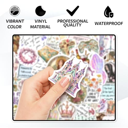 108 PCS Jesus Christian Bible Stickers, Waterproof Vinyl Religious Faith Stickers, Inspirational Scripture Decals for Laptops, Water Bottles, Journals, Notebooks, Ideal Christian - color: Jesus Christian Bible