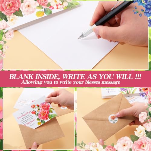 50 Sets Floral Christian Greeting Cards Bulk with Envelopes Stickers Mothers Day Scripture Cards with Bible Verses Inspirational Religious Thinking of You Card for Women Church Blessing Gift - style: Floral
