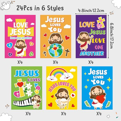 24Pcs Jesus Loves You Coloring Books Religious DIY Color-in Pages - color: C-jesus Loves You