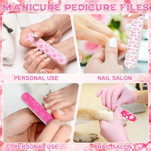 50 Pack Christmas Mini Nail Files Gifts Bulk Christmas Emery Boards - style: Pink