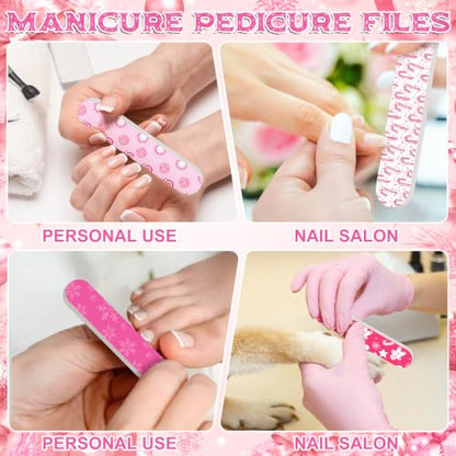 50 Pack Christmas Mini Nail Files Gifts Bulk Christmas Emery Boards - style: Pink