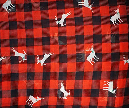 VIVIAN & VINCENT Gift Wrapped Fall Winter Soft Lightweight Holiday Sheer Infinity Christmas Scarf for Women Girls - color: Red Black Buffalo Plaid With Reindeer