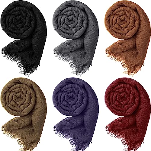 Geyoga 6 Pcs Women Scarf Shawl Hijab Scarves - color: Dark Colors