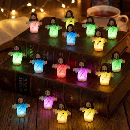 CroBlissful 25 Pcs Little Jesus Figurine Glow in the Dark, Bible Style - style: Bible Style