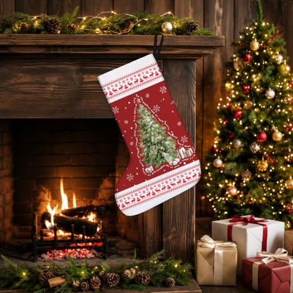 Red and Green Christian Christmas Tree Stockings 16 Inch - color: Christmas33