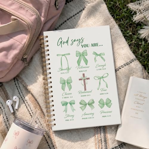 VONTP Bible Green Bow Christian Notebook Journal for Women, 5.5 x 8.3 Inch - color: 001-Green