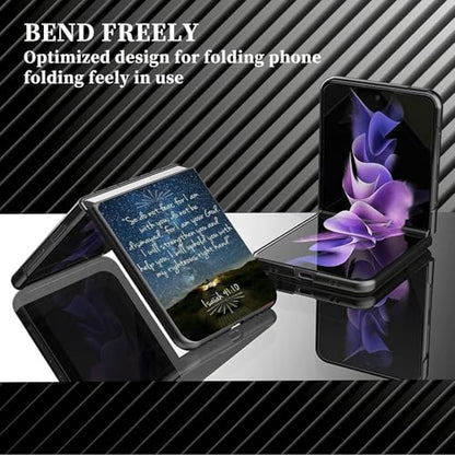 for Samsung Galaxy z flip 7 Case Bible Verse Isaiah 41:10 Design,Slim Fit Lightweight Hybrid Hard PC PU Leather Folding Phone Cover for Z Flip 7 6.9" - color: Bible Verse Isaiah 41:10