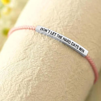 God is in Control Leather Bracelet, Stainless Steel Christian Faith Braided Engraved Bar Bracelets Self Worth Motivation Bracelet Inspirational Friendship Jewelry for Men Women - color: Don't Pink&Silver